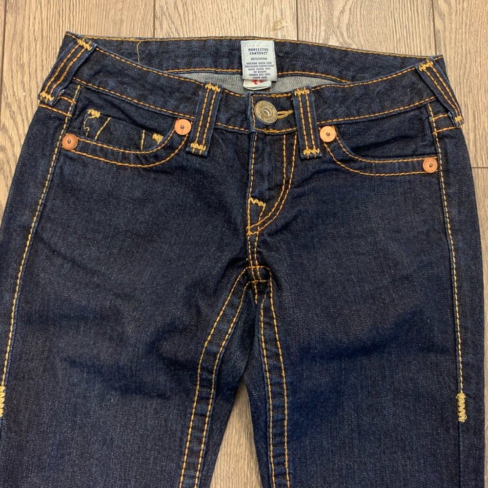 True Religion Straight Leg Dark Blue Denim Jeans - Picture 4 of 14